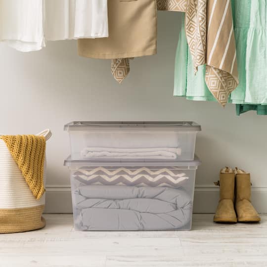 IRIS® 58qt. Clear Snap Top Storage Box with Gray Lid